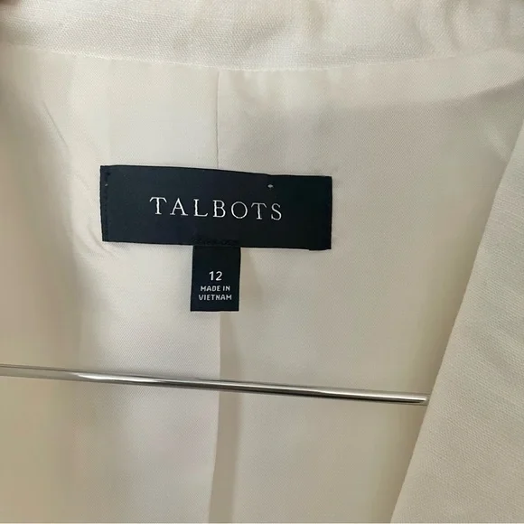 NWOT Tailored Seaming Linen Blazer in 100% Linen White 12 Office Professional - Picture 15 of 16